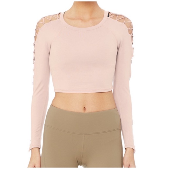 HIGH LINE LONG SLEEVE LACE UP TOP Nectar M EUC - Picture 3 of 8